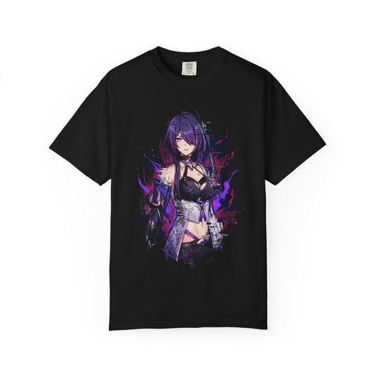 Acheron HSR Red Highlights Long Hair Nihility Aesthetic Portrait Premium T-Shirt