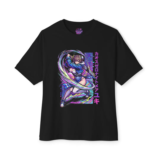 Chaos Zero Nightmare Yuki Neon Katakana Katana Fan Art Oversized T-Shirt