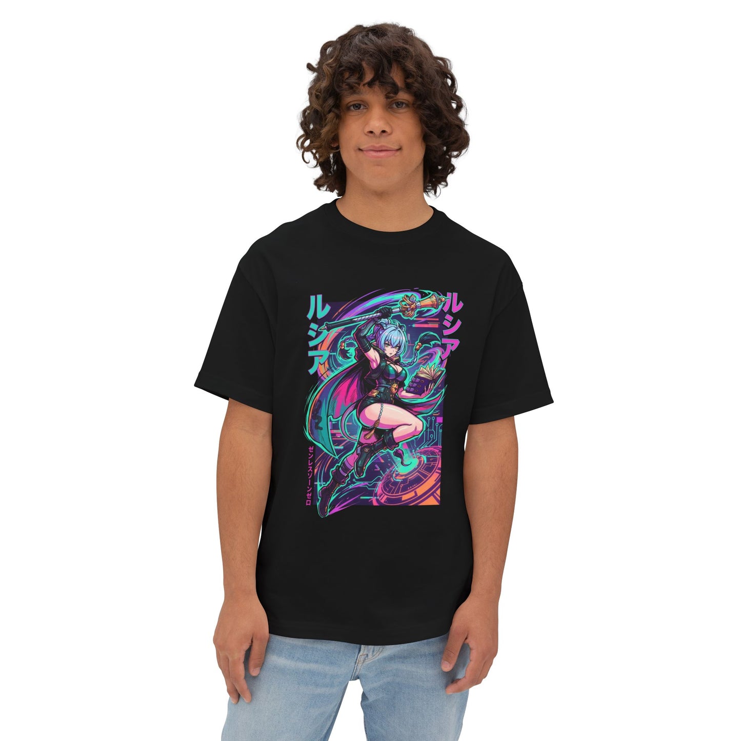 Lucia Elowen Zenless Zone Zero 80s Neon Goat Horns Premium Oversized Unisex T-Shirt
