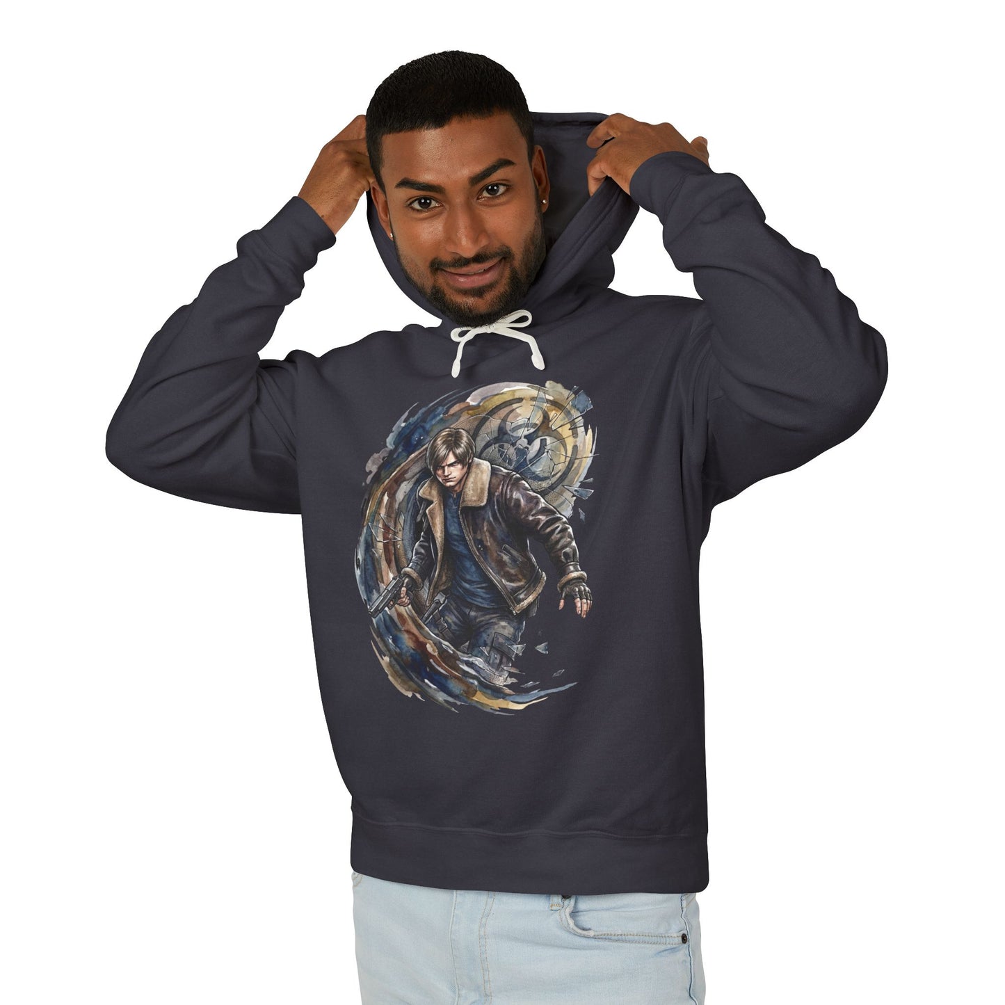 RE9 Leon Kennedy Veteran Hero Chainsaw Wield Survival Design Unisex Premium Hoodie