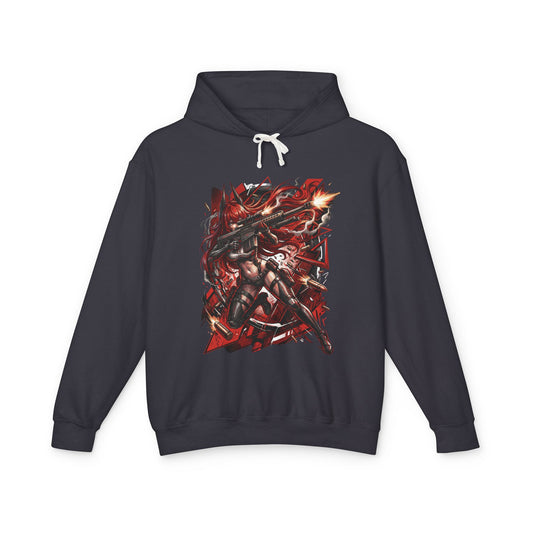 Nikke Red Hood Sniper Red Geometric Fan Art Hoodie