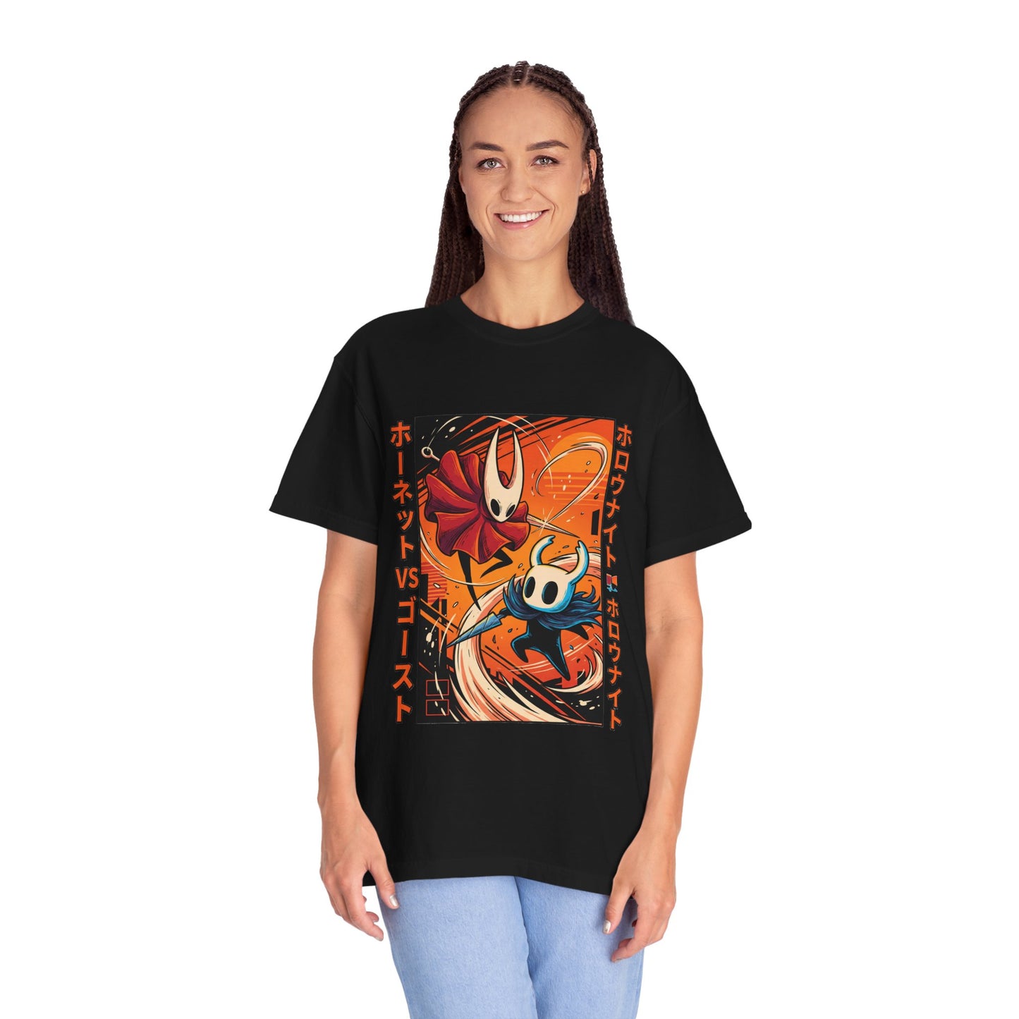 Hornet Silksong Vaporwave Hollow Knight – Neon Needle Princess & Ghost Premium T-Shirt