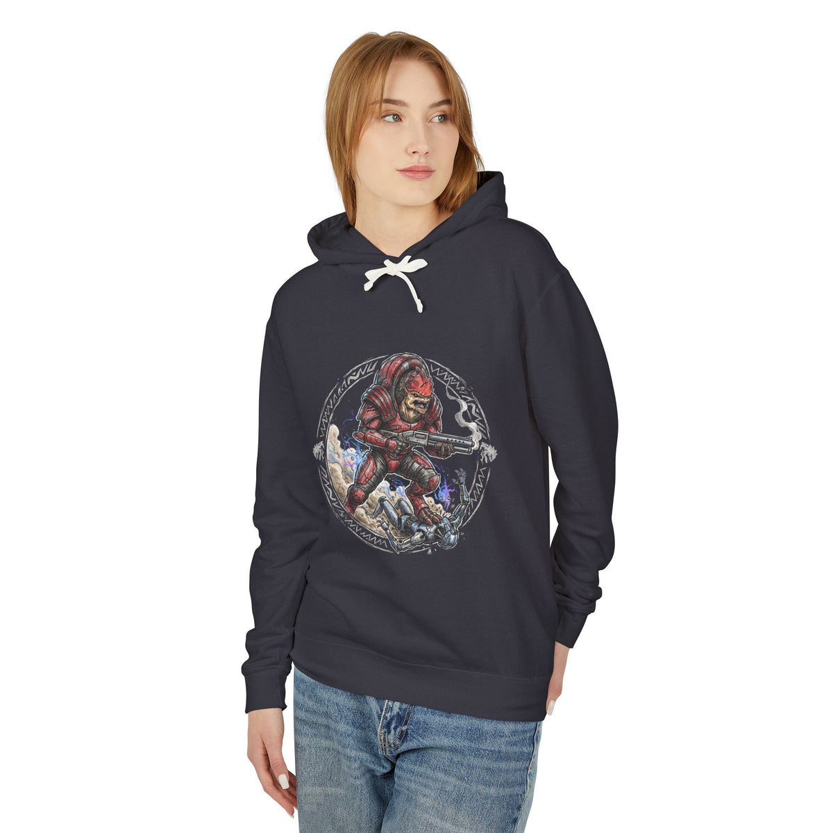 Mass Effect Wrex Moon Circle Battle Fan Art Hoodie