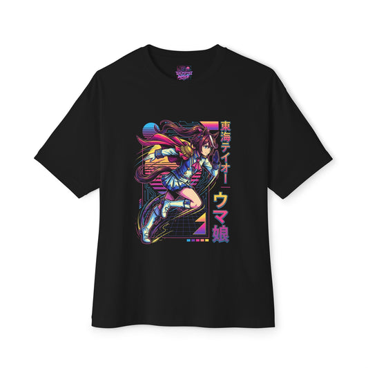 Umamusume Tokai Teio Retro Sunset Cape Fan Art Oversized T-Shirt