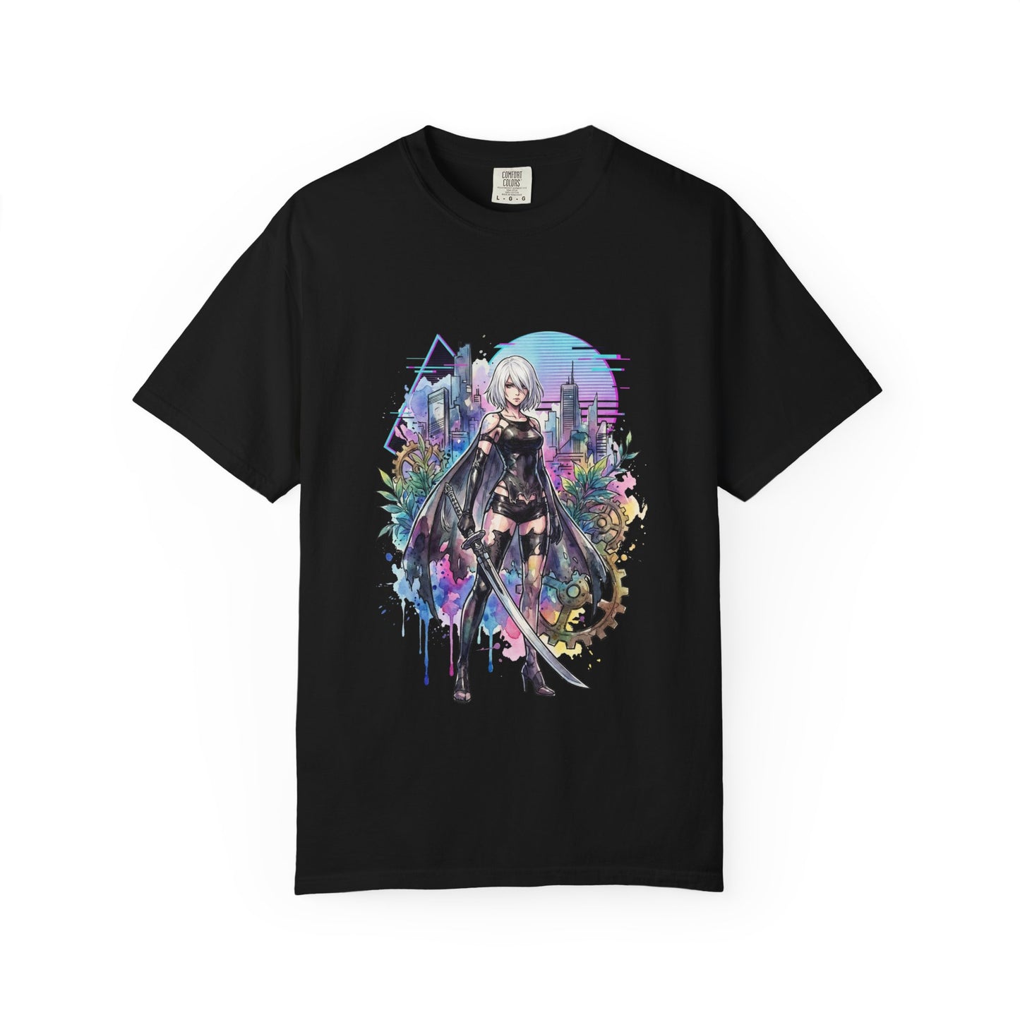 A2 NieR Automata Long Silver White Hair Damaged Skin Portrait Premium T-Shirt