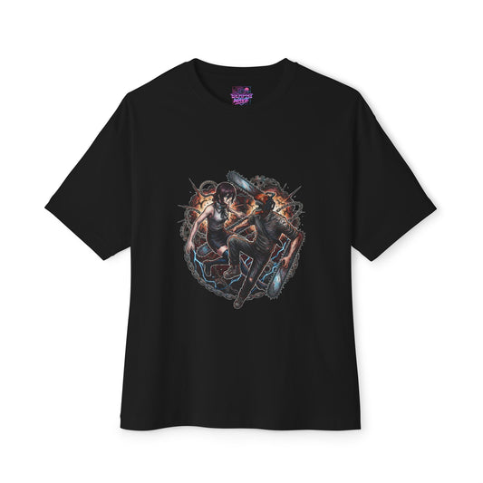 Chainsaw Man Denji Reze Love Chainsaw Head Pull Cord Devil Hunter Design Premium Oversized Unisex T-Shirt