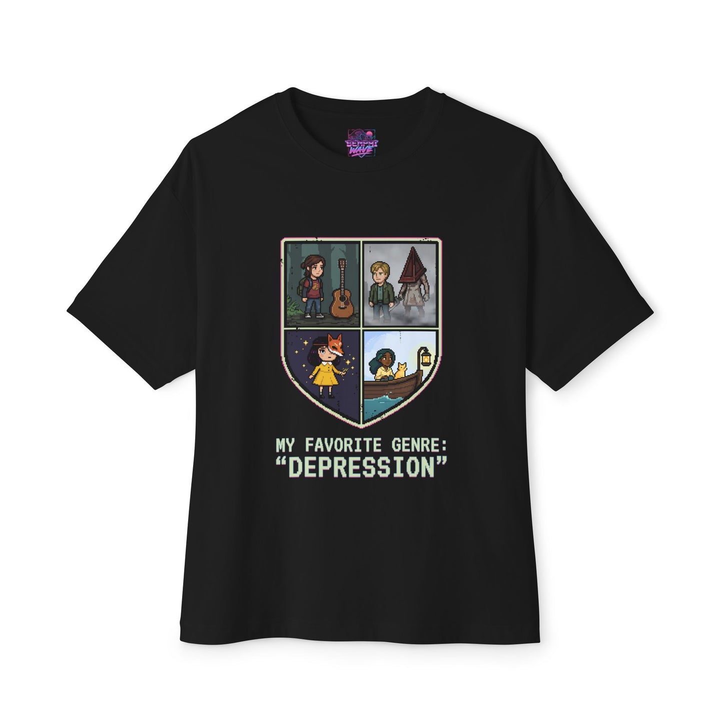 Depression Aesthetic Crossover – Little Misfortune x Silent Hill x Undertale Premium Oversized Unisex T-Shirt