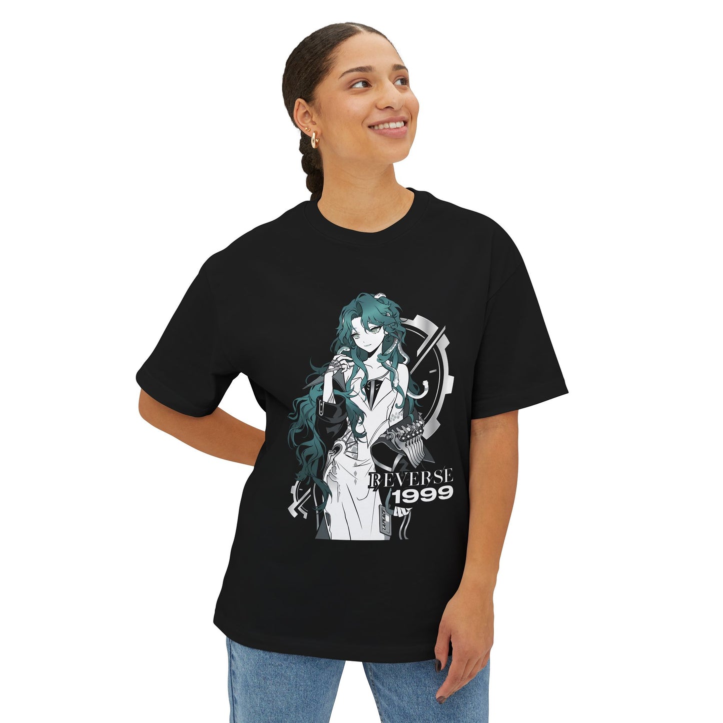Hissabeth Reverse 1999 Silver Hair Snake Hair Portrait Premium Oversized Unisex T-Shirt
