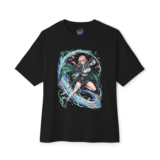 Zenless Zone Zero Yanagi Cherry Blossom Naginata Fan Art Oversized T-Shirt