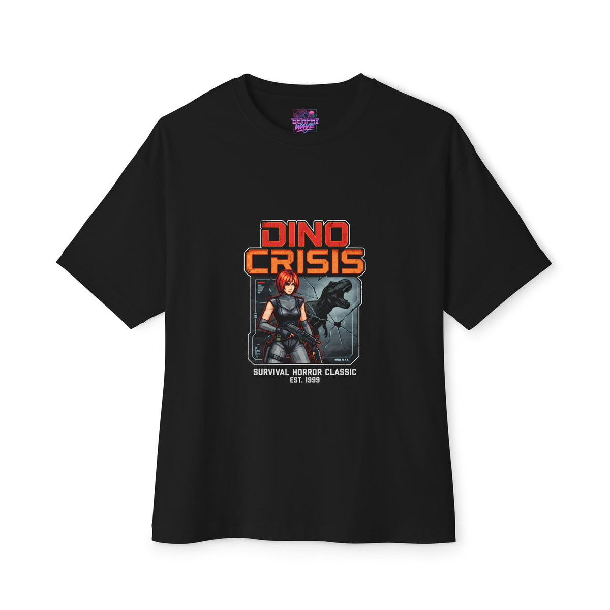 Dino Crisis Regina T-Rex Cracked Glass Survival Horror Classic Oversized T-Shirt