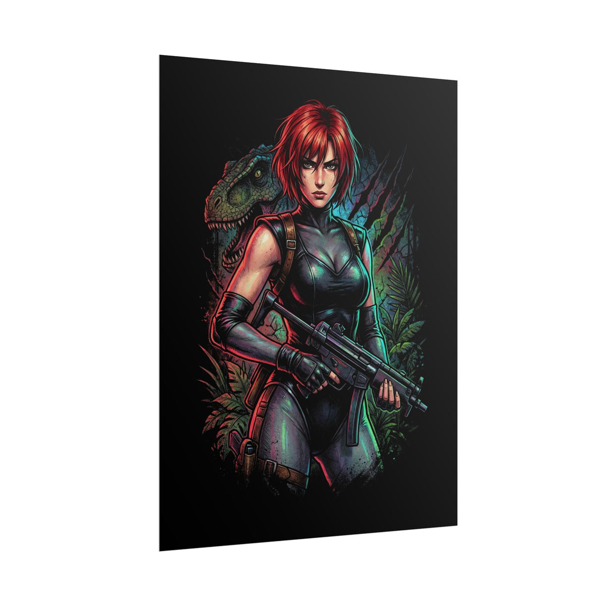 Dino Crisis Regina Red Hair Tactical Gear Portrait Poster