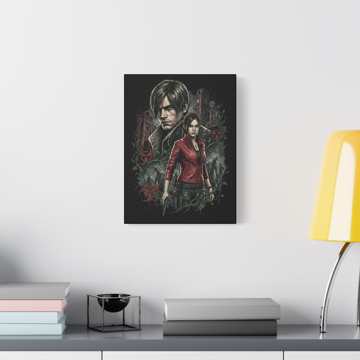 Resident Evil 2 Leon Kennedy and Claire Raccoon City Biohazard Canvas Print