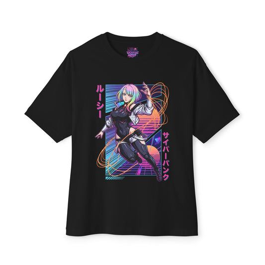 Lucy GG: Pastel Gradient Hair Mysterious Netrunner Premium Oversized Unisex T-Shirt
