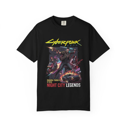 Cyberpunk 2077 Night City Neon Skyline Aesthetic Design Premium T-Shirt