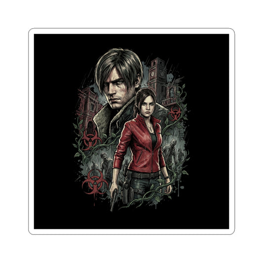 Resident Evil 2 Leon Kennedy and Claire Raccoon City Biohazard Sticker