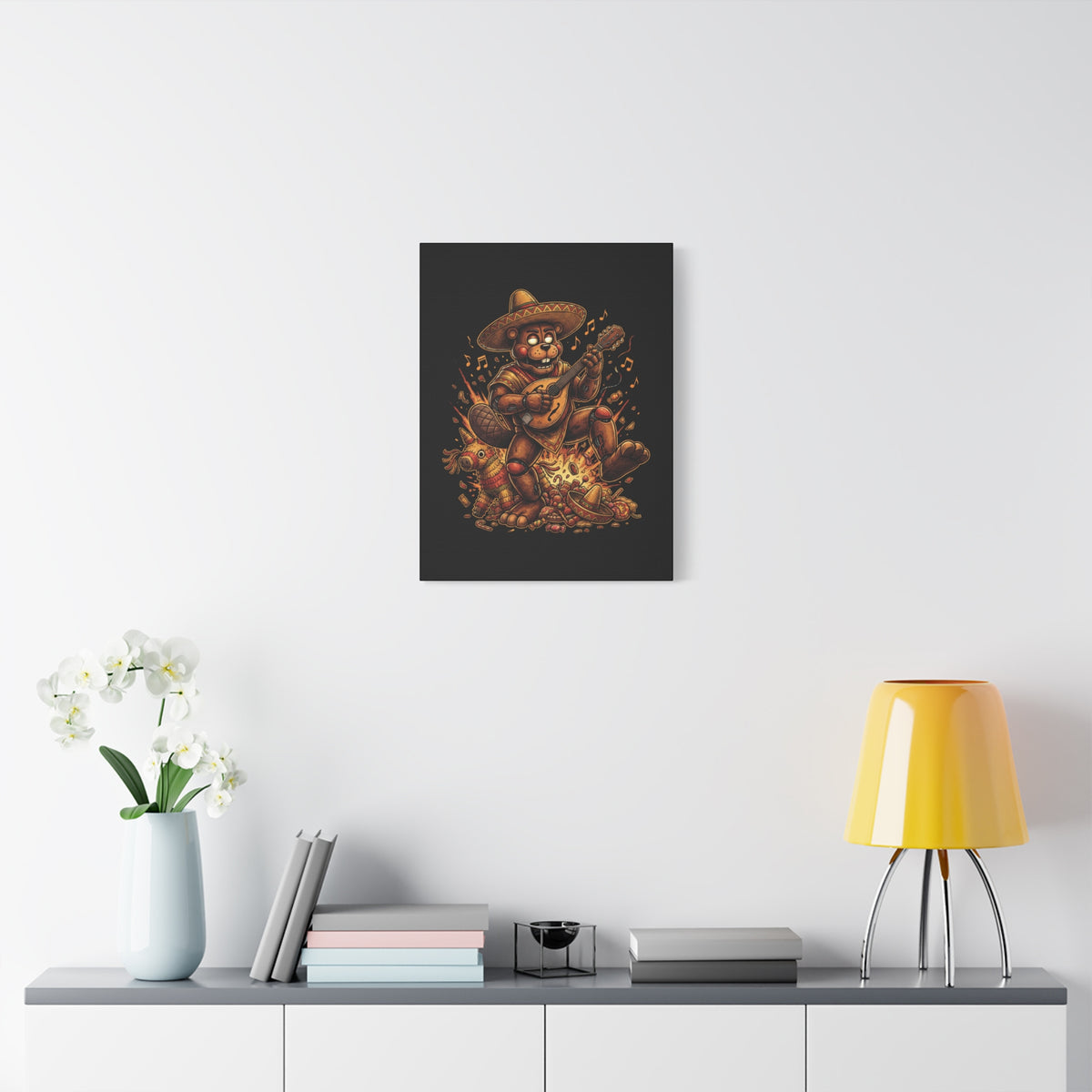 FNAF El Chip Beaver Sombrero Mandolin Fiesta Fan Art Canvas Print