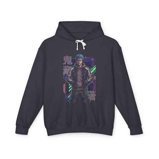 Grimmjow Bleach Unzipped Black Shirt Street Style Vaporwave Portrait Unisex Premium Hoodie