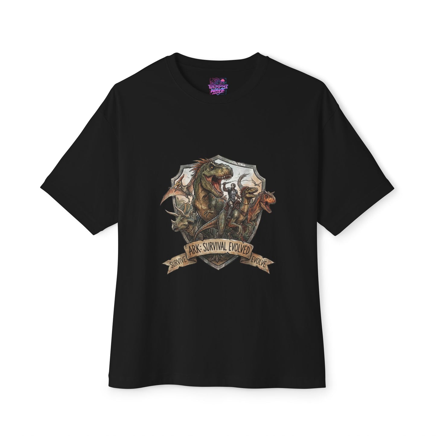 ARK Survival Ascended Neon T-Rex Synthwave Design Premium Oversized Unisex T-Shirt