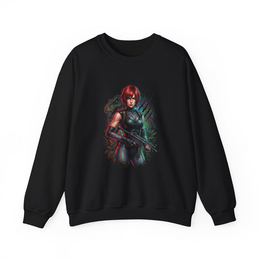 Dino Crisis Regina Red Hair Tactical Gear Portrait Crewneck Sweatshirt