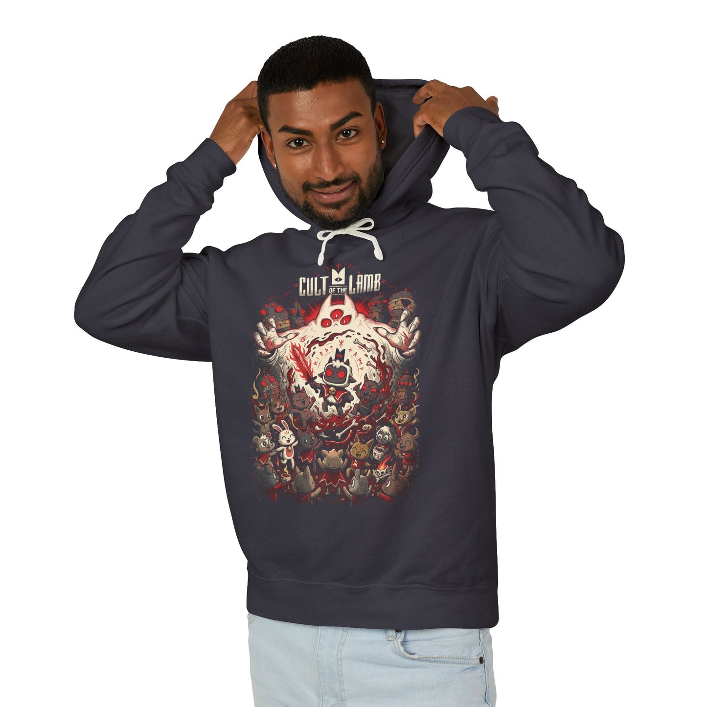 The Lamb Cult of the Lamb Adorable Sinister Cult Leader Art Unisex Premium Hoodie