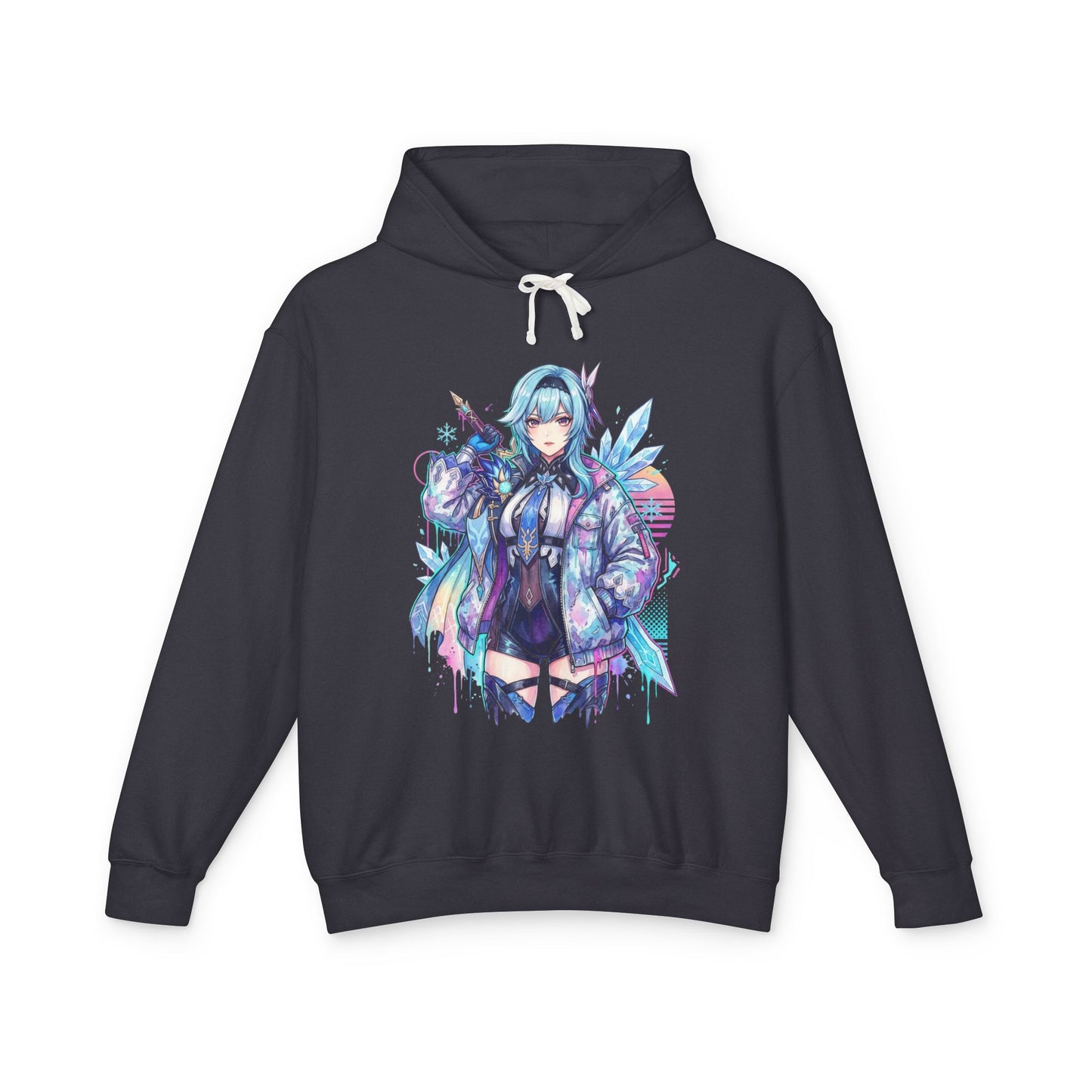 Genshin Impact Eula Vaporwave Aesthetic Neon Synthwave Design Unisex Premium Hoodie