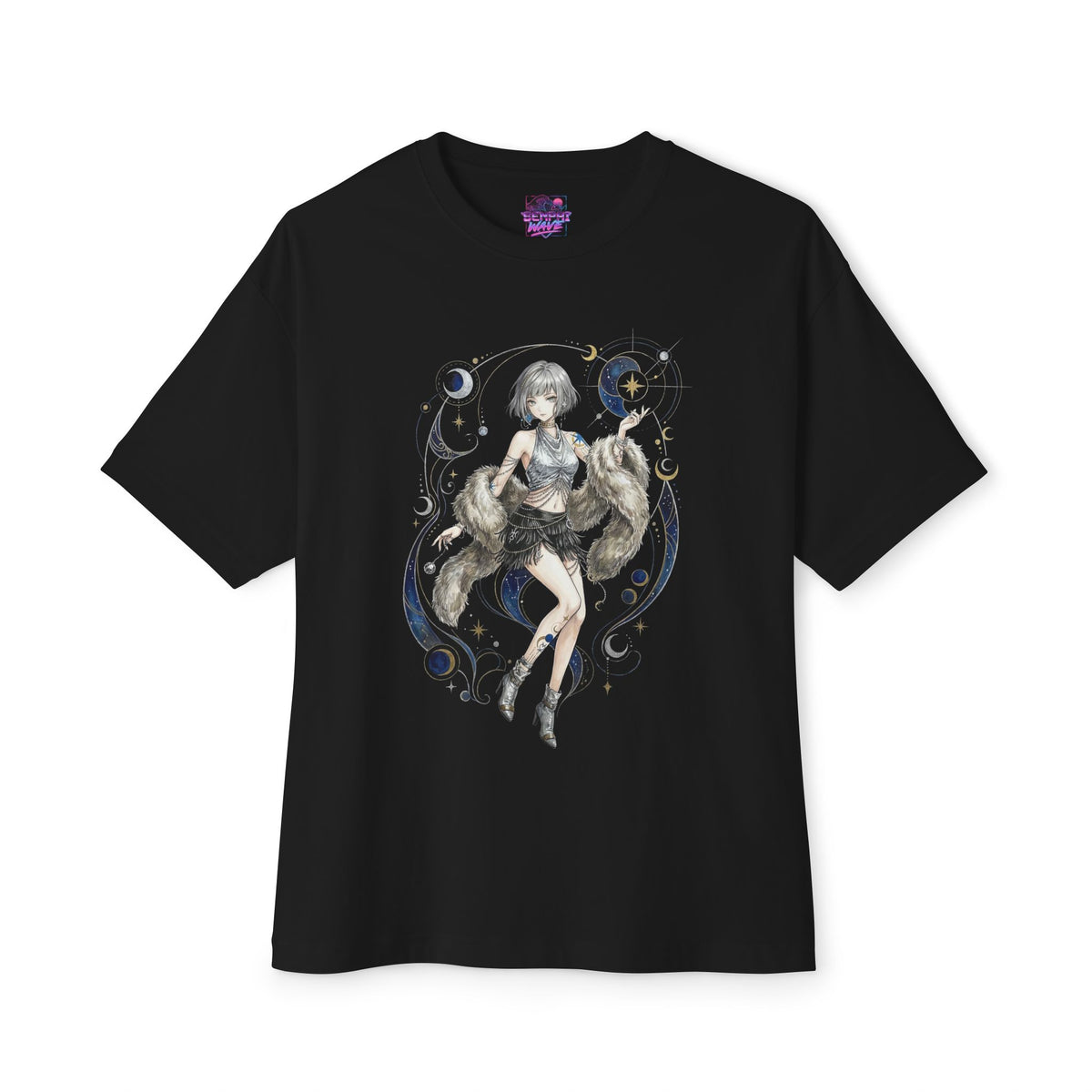 Reverse 1999 Mercuria Crescent Moons Starfield Fan Art Oversized T-Shirt