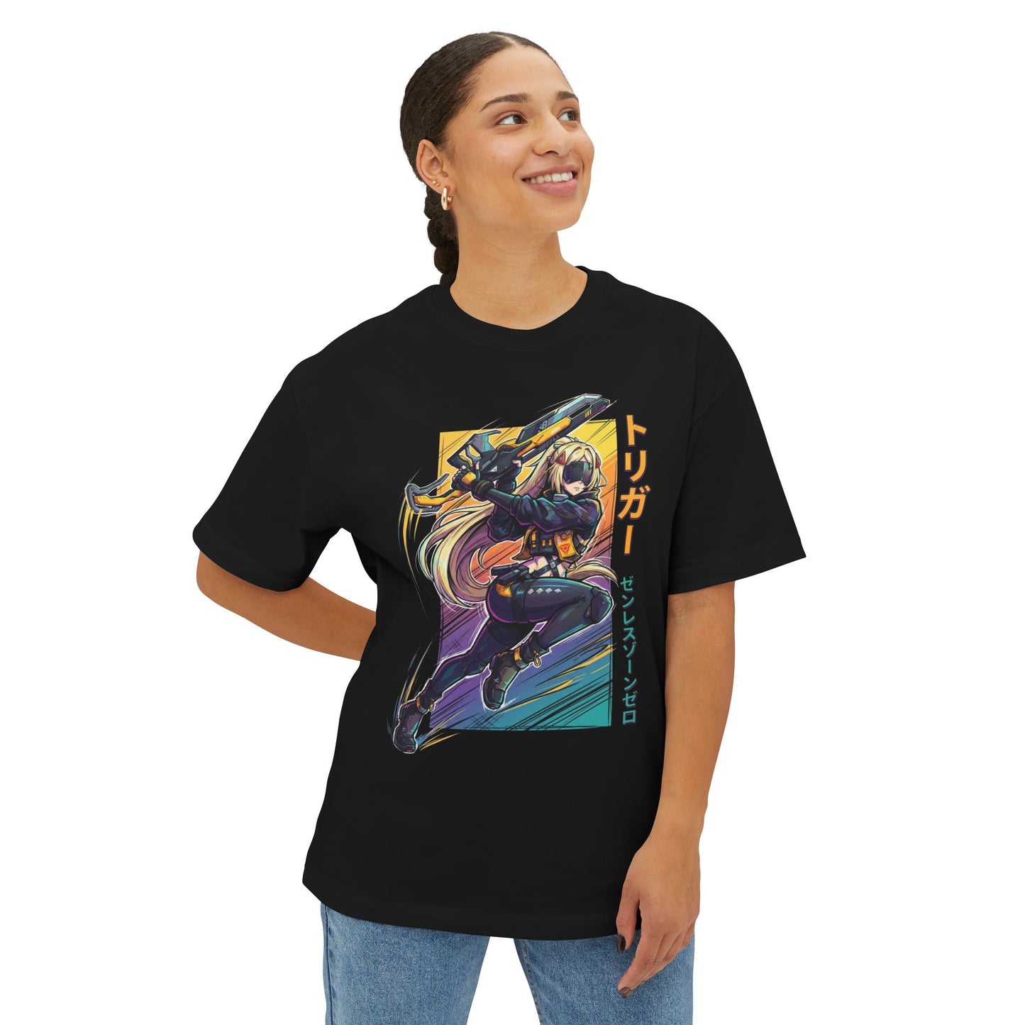 Zenless Zone Zero Trigger Retro Synthwave Electric Stun Premium Oversized Unisex T-Shirt