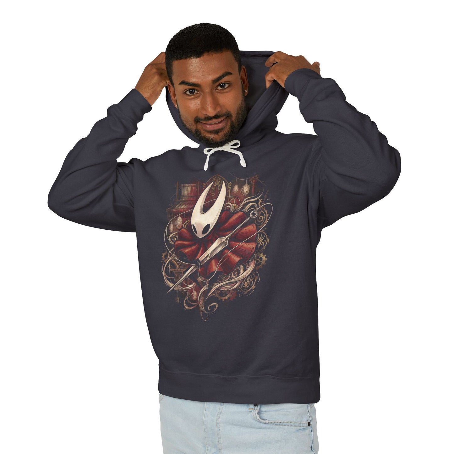 Hornet Silksong Red Cloak Needle Acrobat Portrait Unisex Premium Hoodie