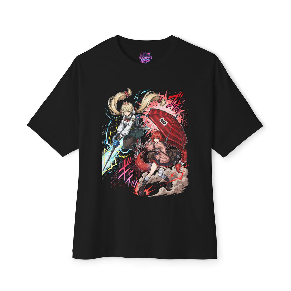 Zenless Zone Zero Alice and Yuzuha Umbrella Lightning Fan Art Oversized T-Shirt