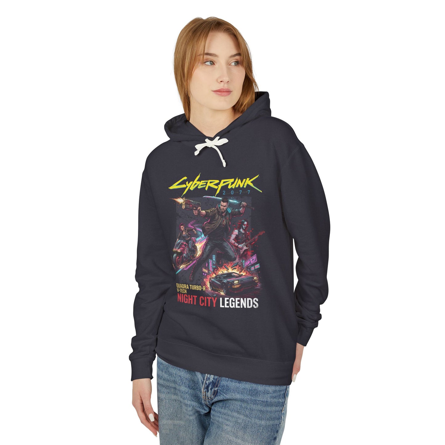 Cyberpunk 2077 Night City Neon Skyline Aesthetic Design Unisex Premium Hoodie