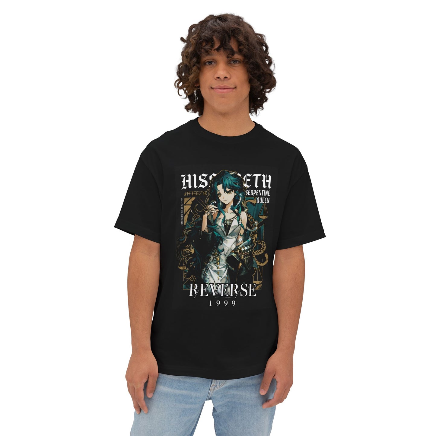 Hissabeth Reverse 1999 Silver Hair Snake Hair Portrait Premium Oversized Unisex T-Shirt