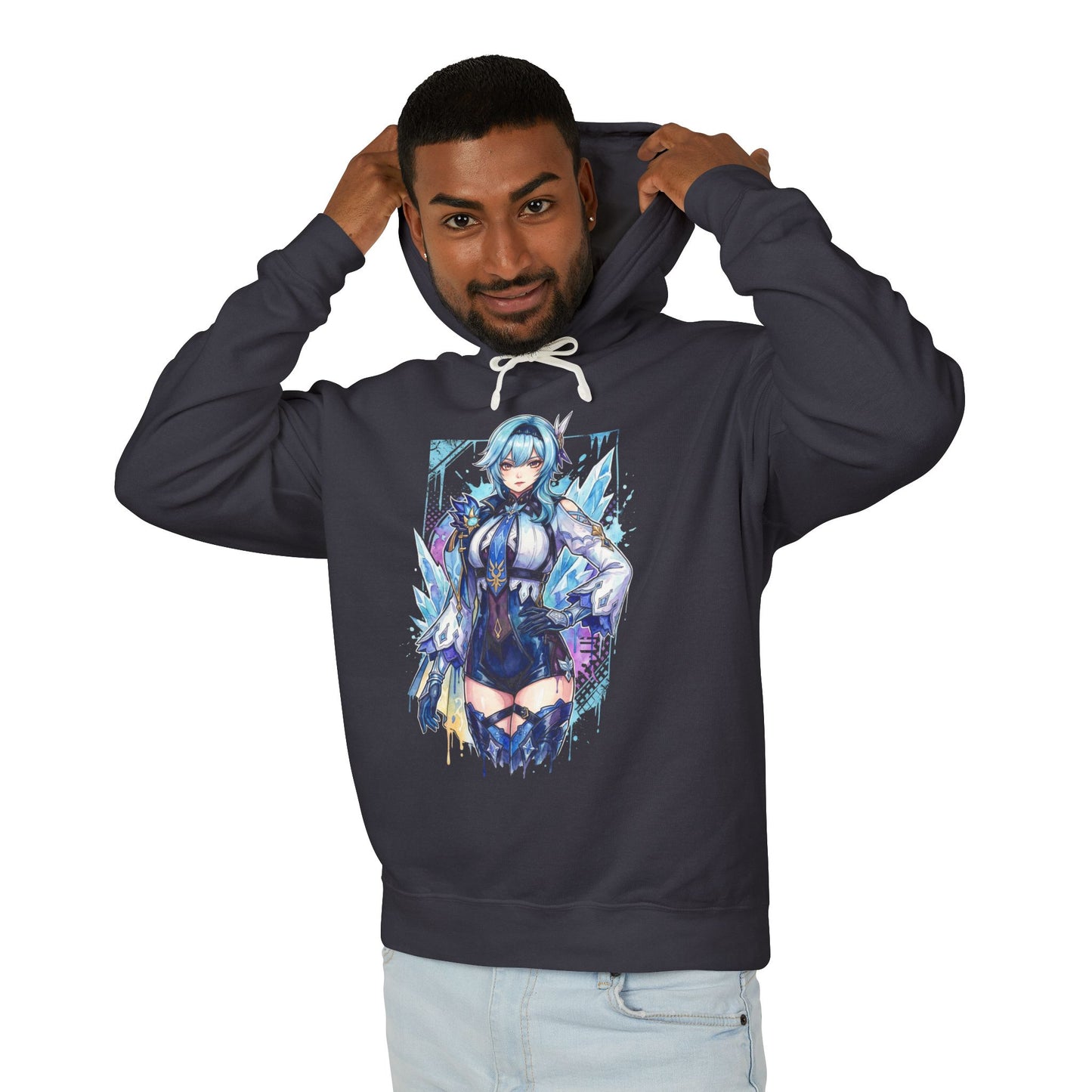 Eula Lawrence Genshin Vaporwave Retro 80s Pink Teal Portrait Unisex Premium Hoodie