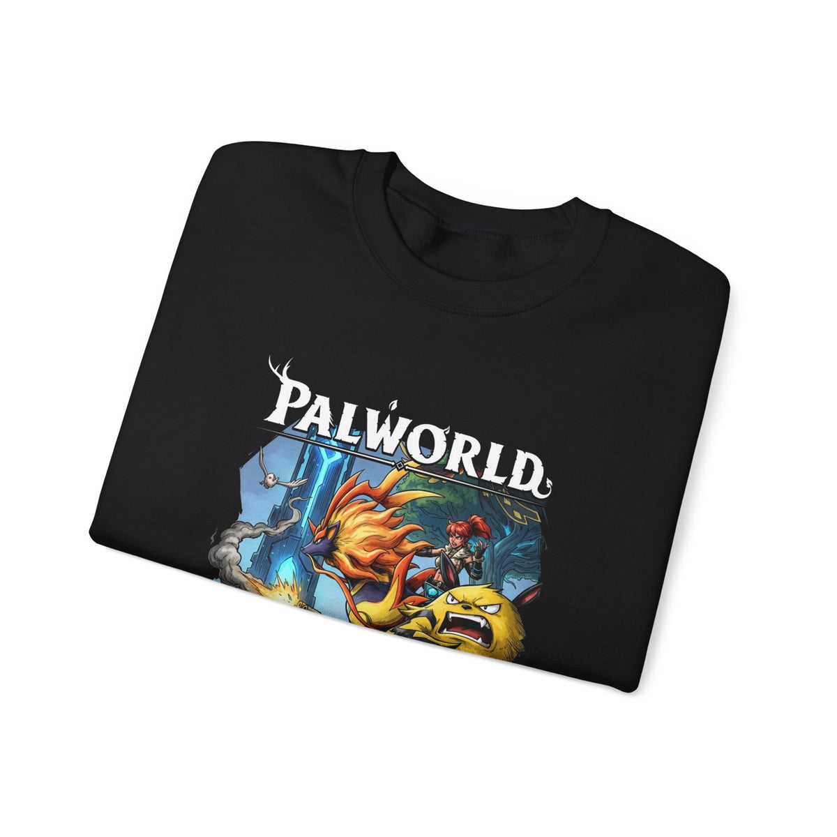 Palworld Grizzbolt Minigun Pal Squad Charge Fan Art Crewneck Sweatshirt