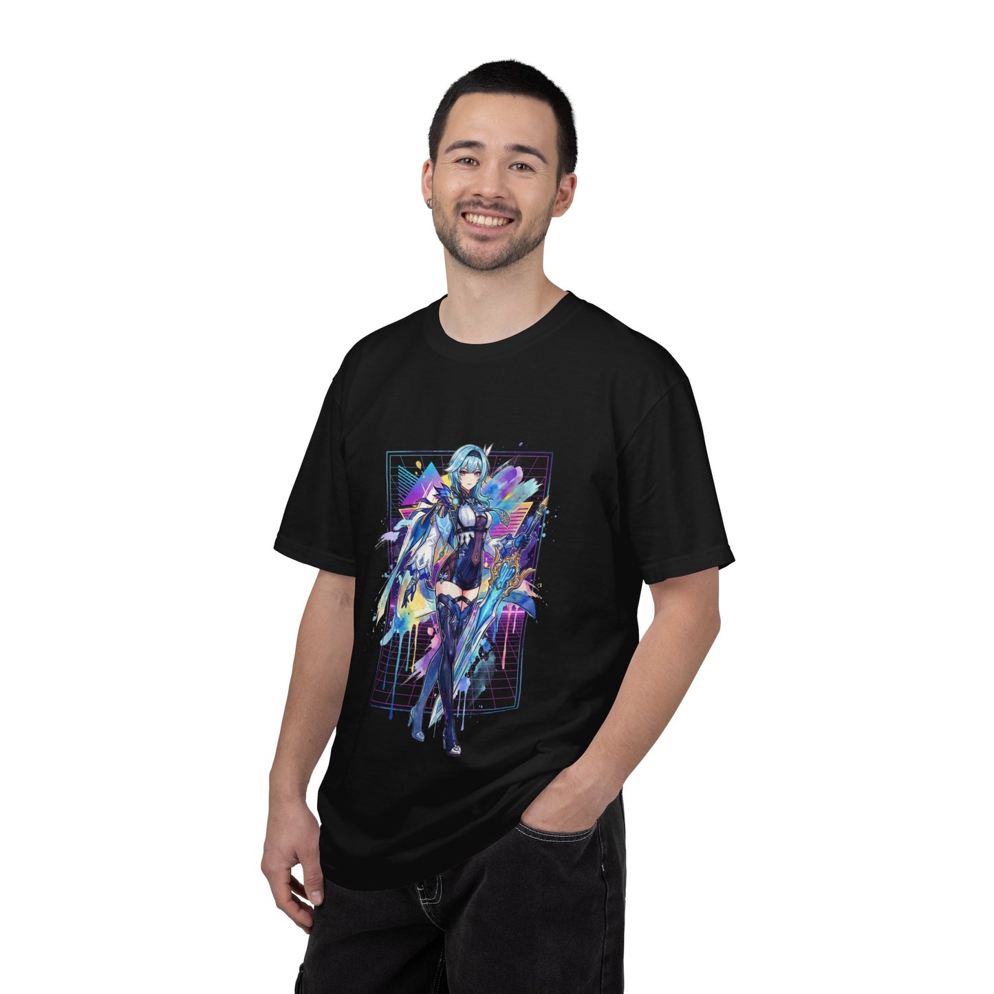 Genshin Impact Eula Vaporwave Neon Palm Tree Sunset Design Premium T-Shirt