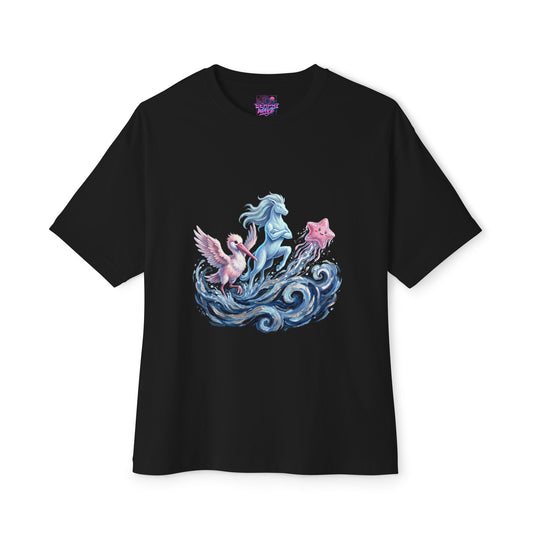 Aniimo Water Team Fahloo Piopiota Shelly Moonlit Oil Painting Art - Oversized Premium Tee