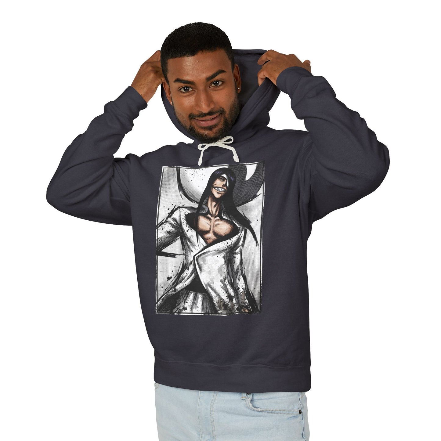 Noitora Fierce Spoon Hood Espada Style – Long Black Hair Lanky Battle Pose Unisex Premium Hoodie