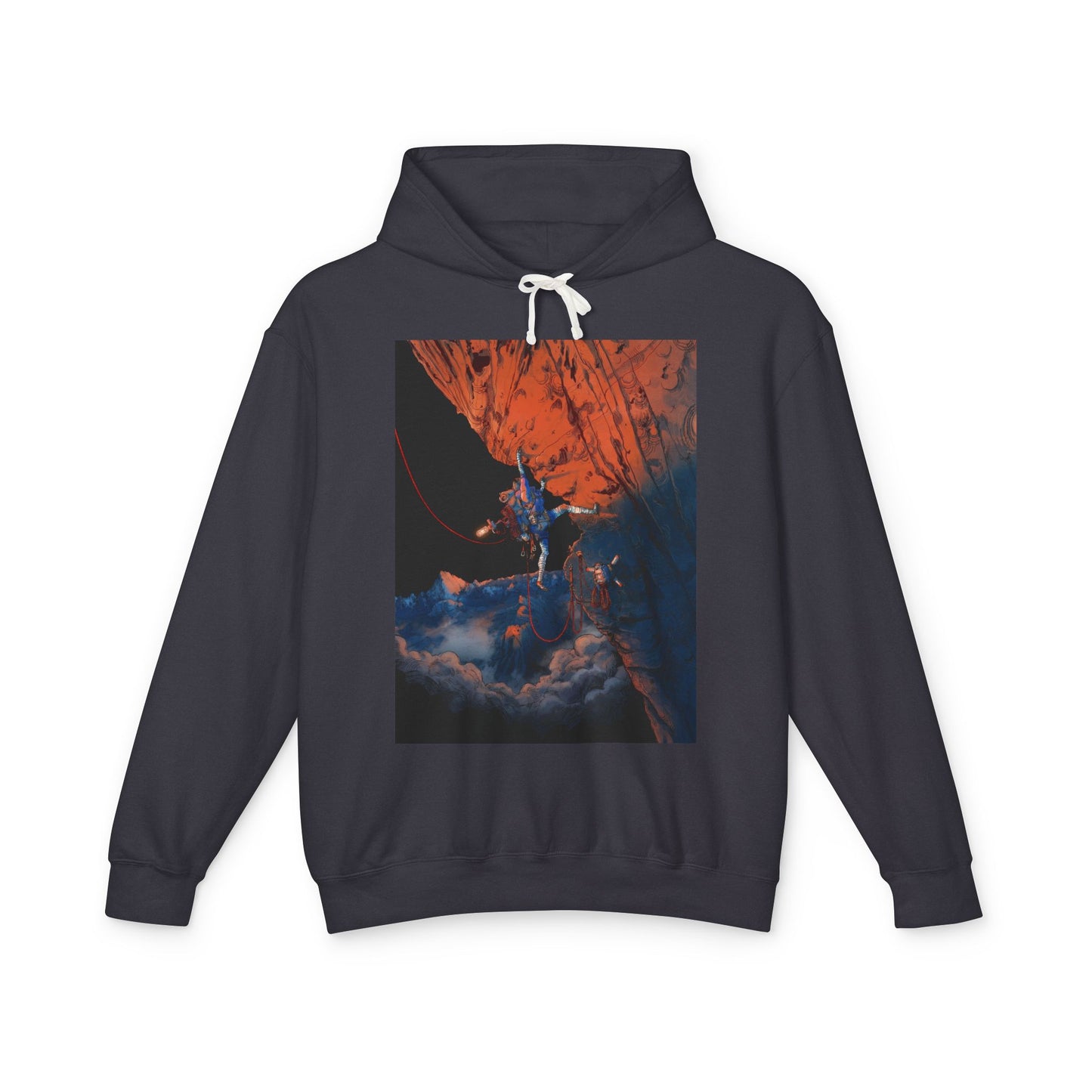 Aava Mountaineer Action Pose – Cairn Game Summit Challenge Illustration Unisex Premium Hoodie