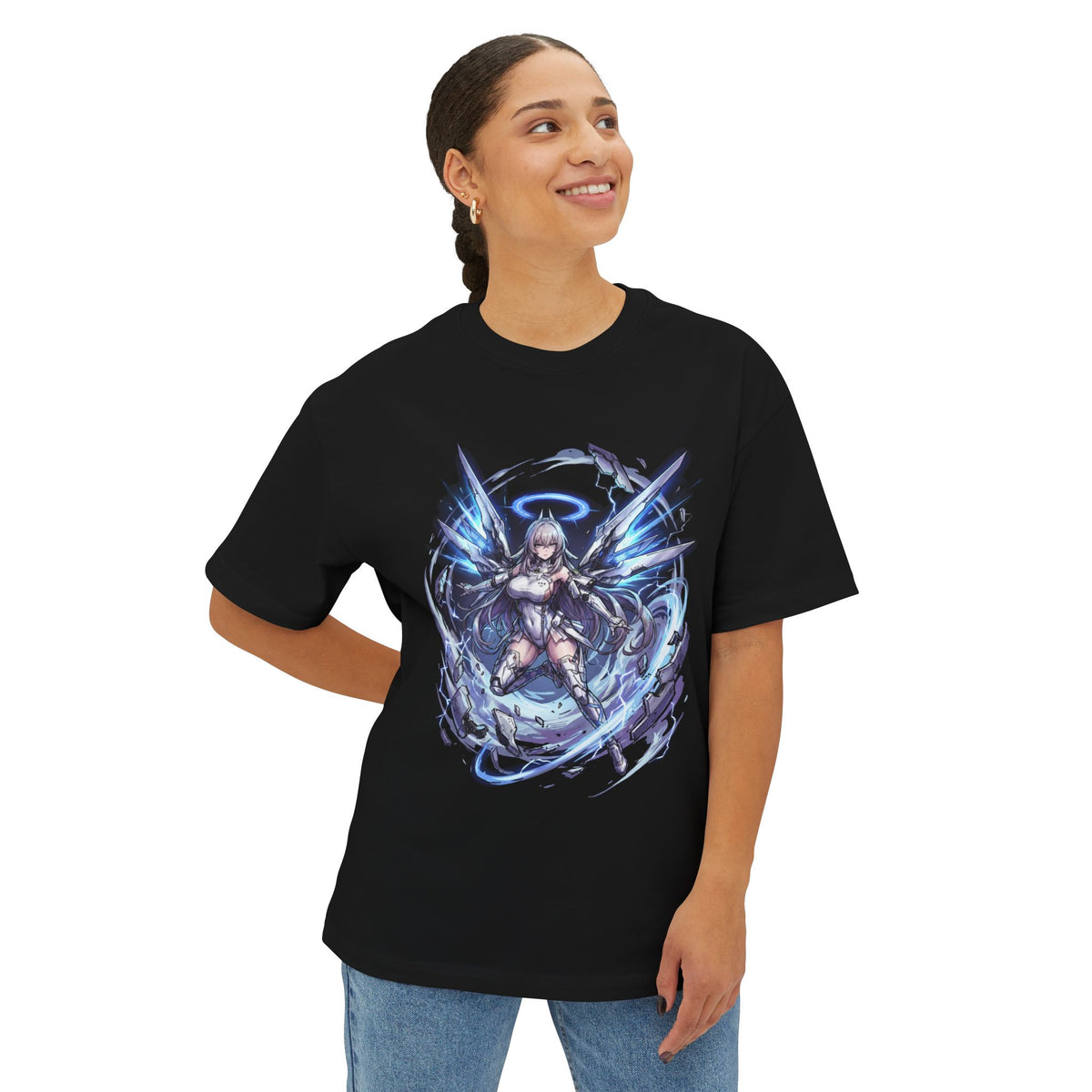 Chaos Zero Nightmare Sereniel Violet Lightning Vortex Fan Art Oversized T-Shirt