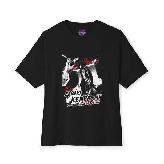 Spiky Black Hair Eyepatch Warrior Fan Art – Ragged Haori Berserker Design Premium Oversized Unisex T-Shirt