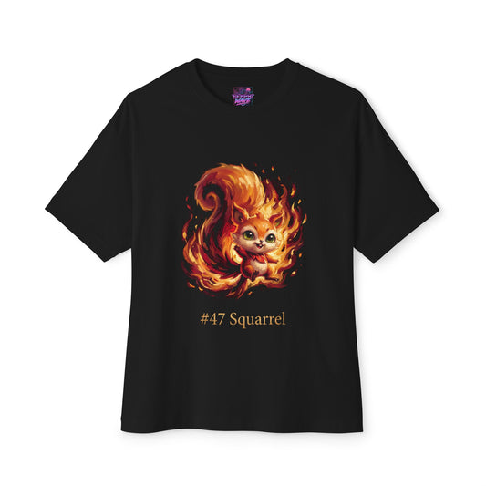 Squarrel Aniimo Crimson Oil Painting Creature Art - Oversized Premium Tee