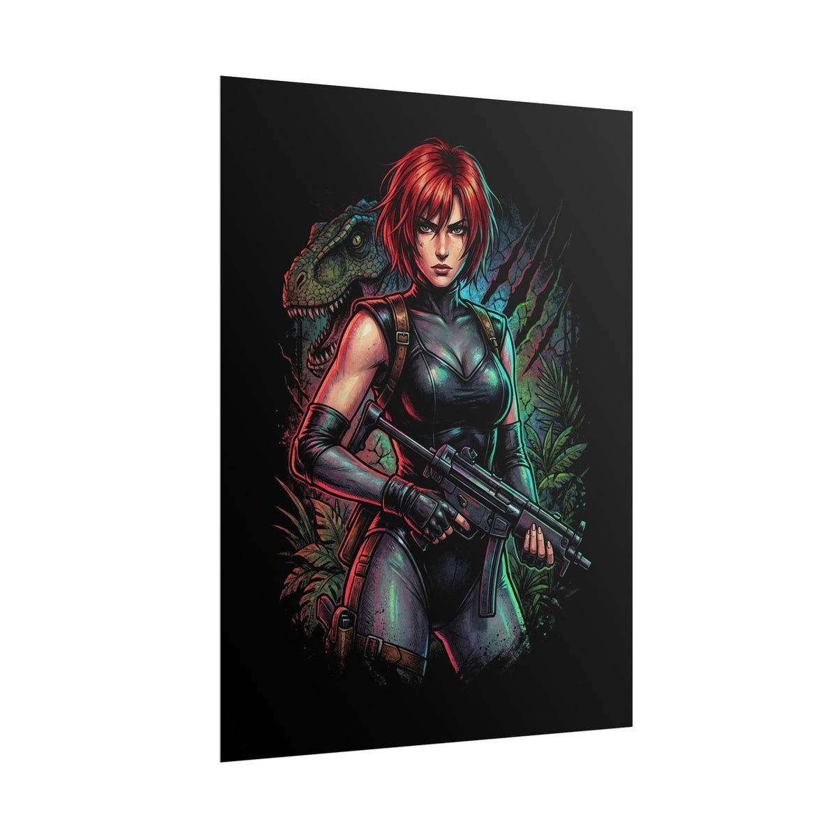 Dino Crisis Regina Red Hair Tactical Gear Portrait Poster