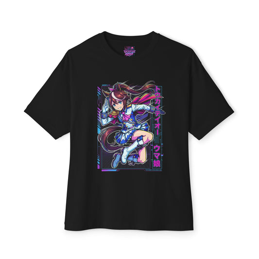 Umamusume Tokai Teio Neon Circuit Katakana Fan Art Oversized T-Shirt