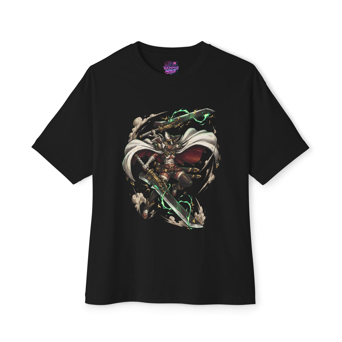 Guilty Gear Ramlethal Crossed Blades Lightning Fan Art Oversized T-Shirt