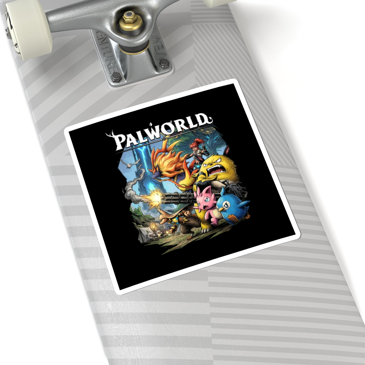 Palworld Grizzbolt Minigun Pal Squad Charge Fan Art Sticker
