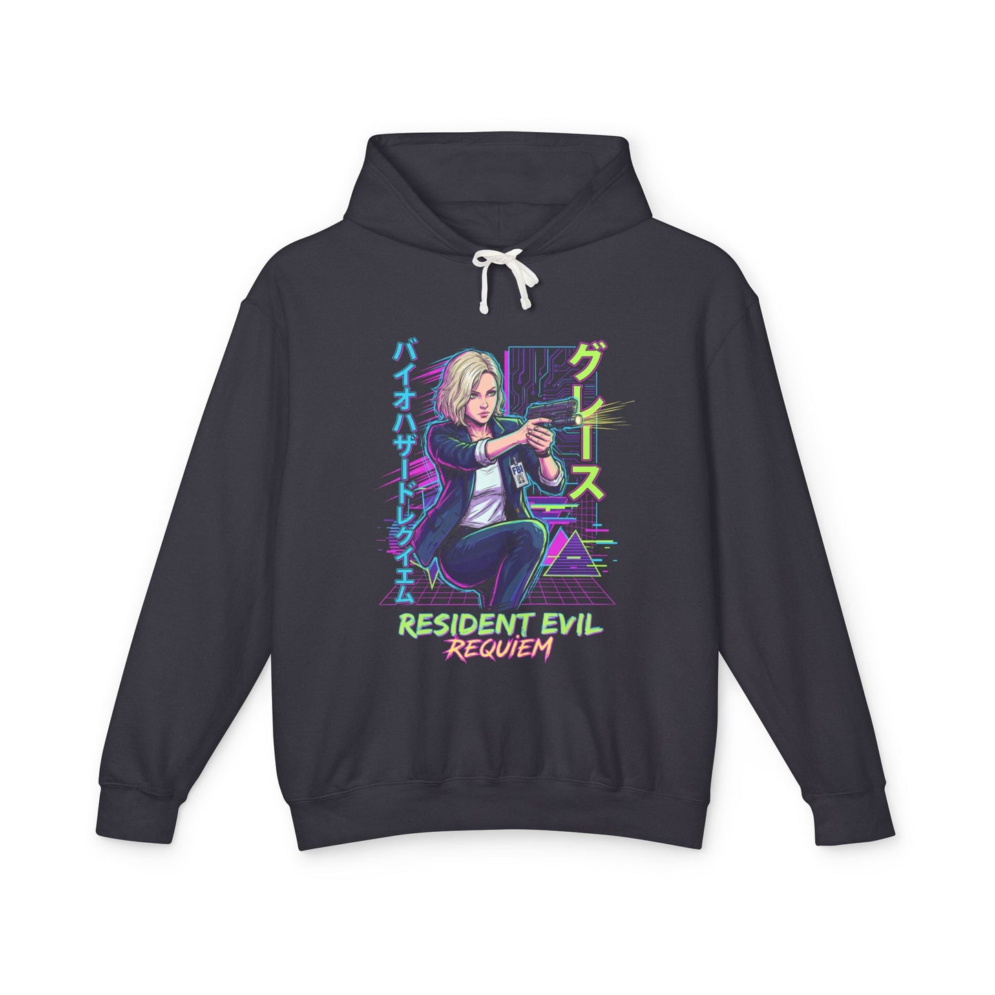 Retro Cyberpunk Synthwave Grace Ashcroft Resident Evil Requiem FBI Analyst Design Unisex Premium Hoodie