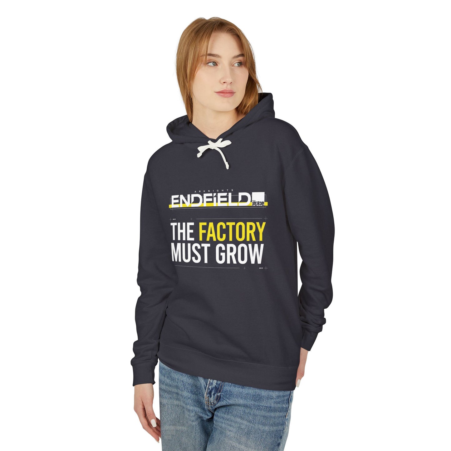 Arknights Endfield Factory Must Grow Meme Retro Factory Automation Pixel Resource Run Unisex Premium Hoodie