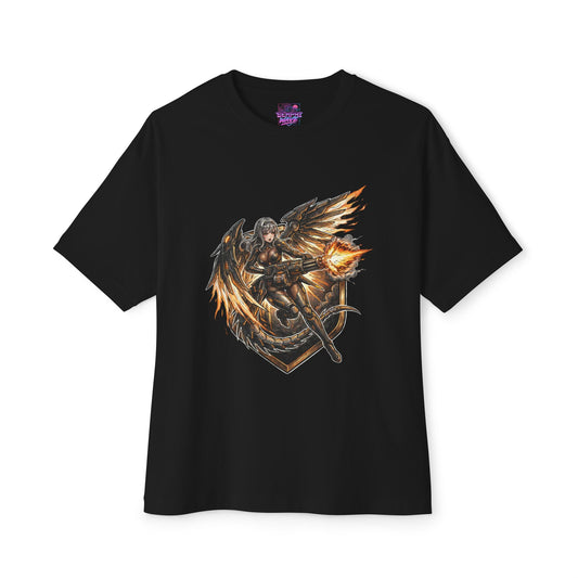 Nikke Modernia Golden Wings Minigun Emblem Fan Art Oversized T-Shirt