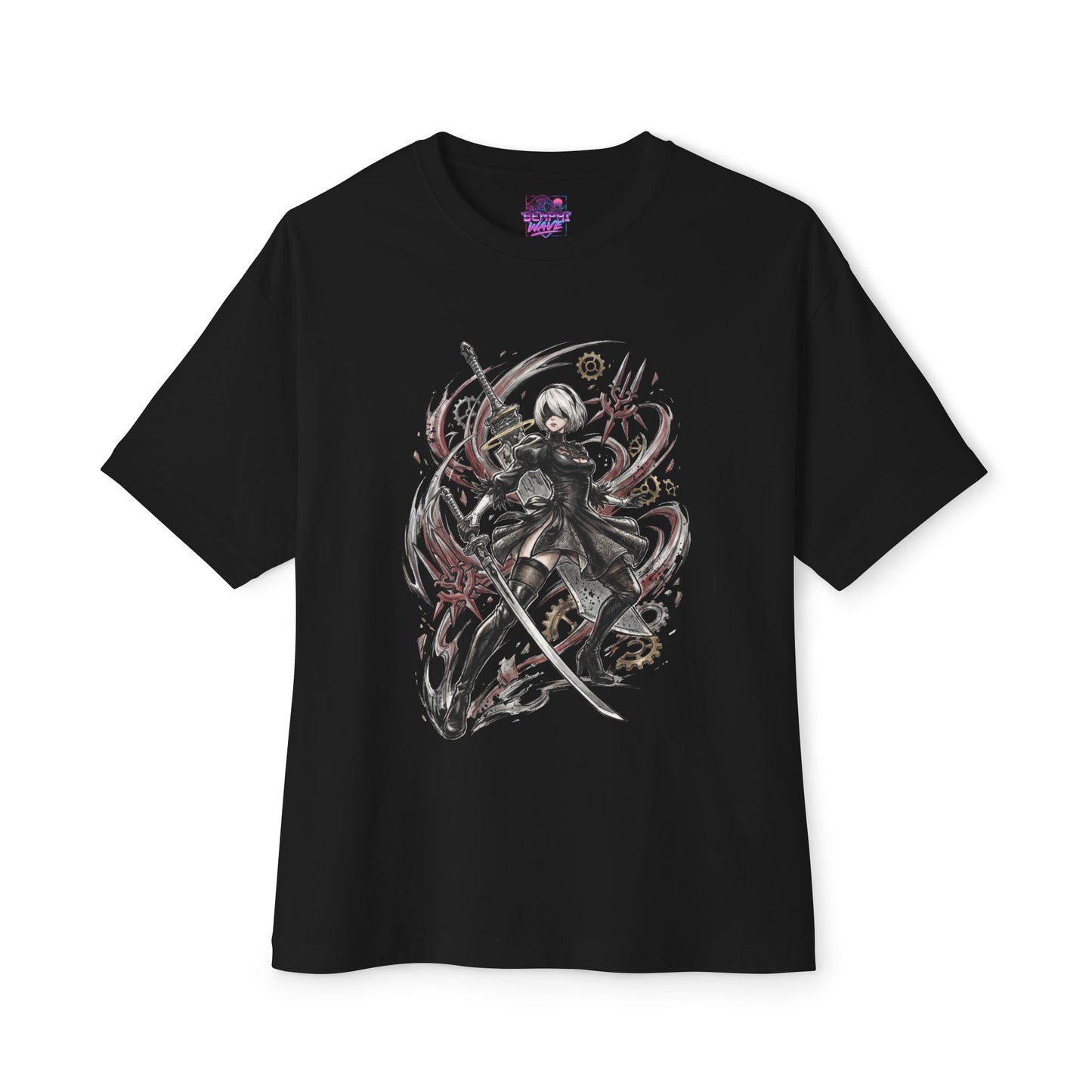 NieR Automata 2B Pod 042 Combat Pose Premium Oversized Unisex T-Shirt