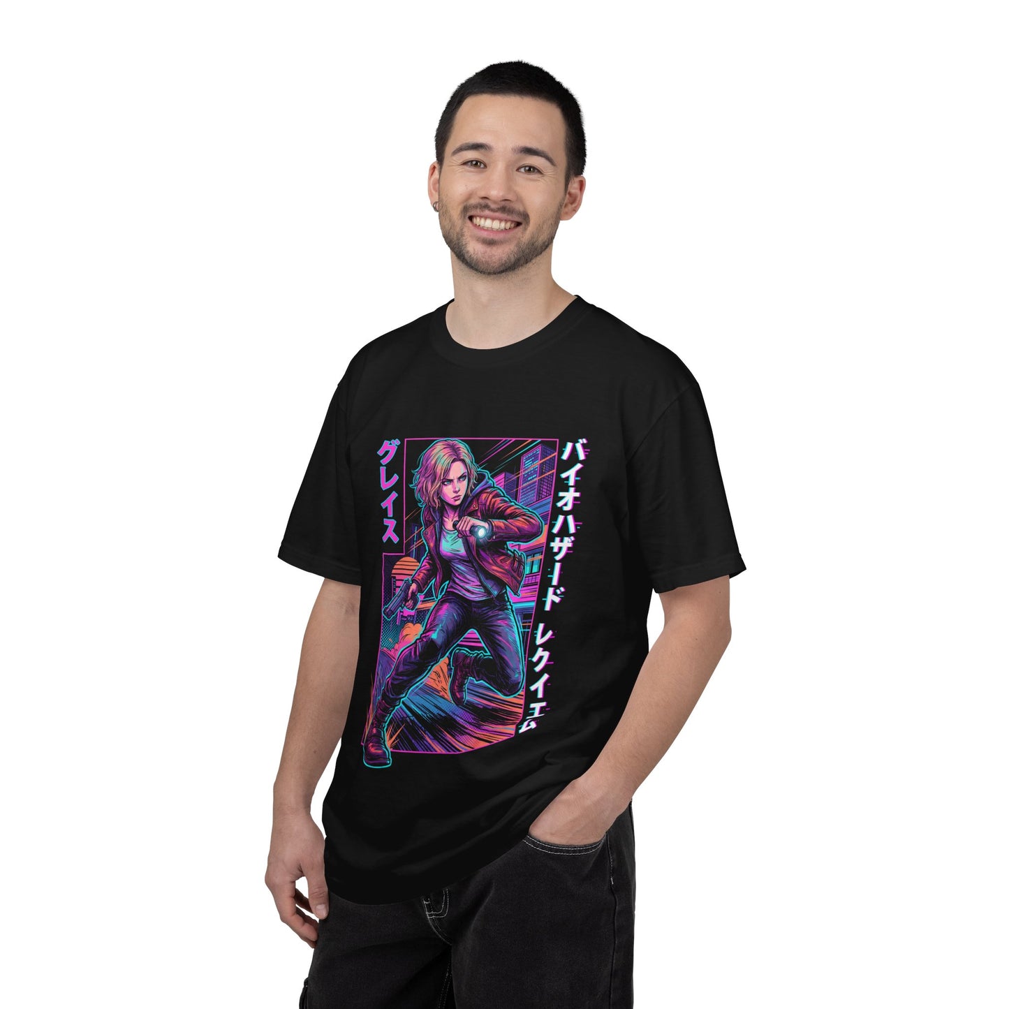 Resident Evil Grace Ashcroft Mother Shadow Retro Cyberpunkj futuristic design Premium T-Shirt