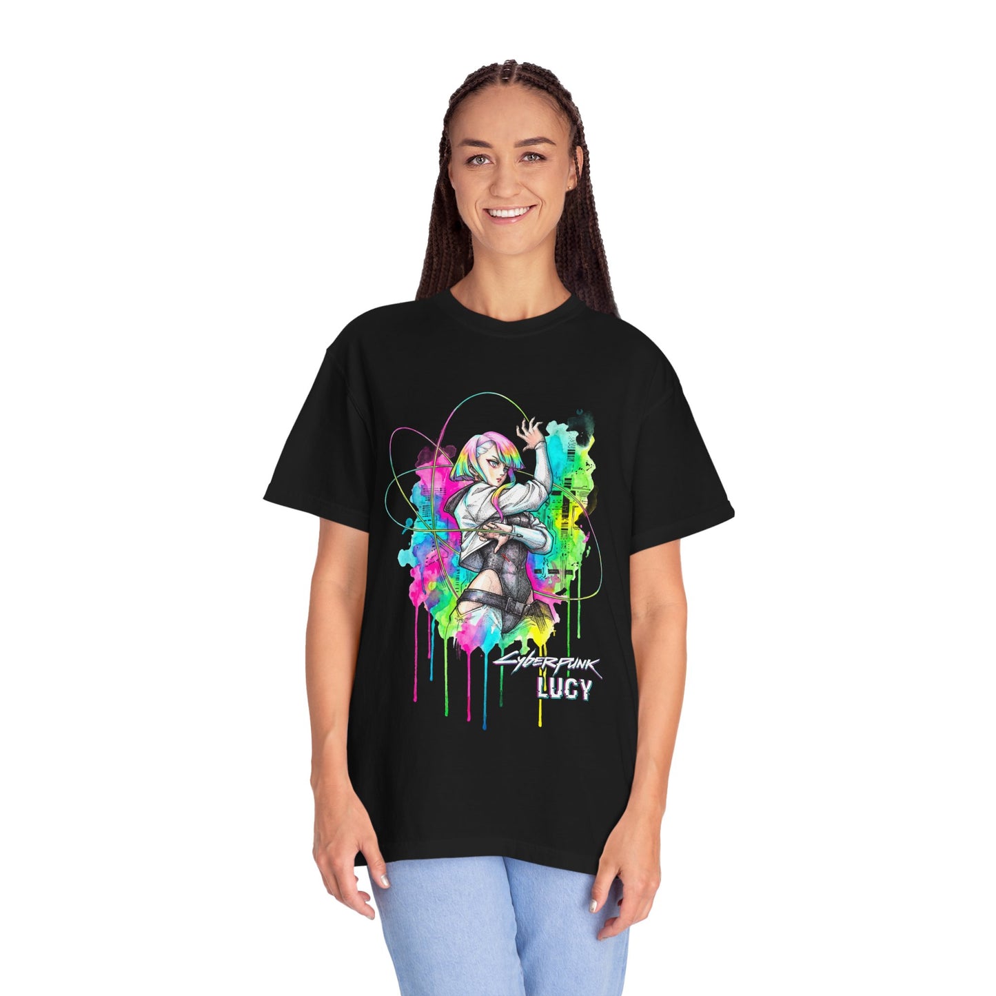 Cyberpunk Edgerunners Lucy Short White Hair Glowing Eyes Icon Premium T-Shirt